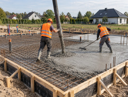 Zbrojone fundamenty przygotowane do betonowania