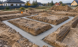Fundamenty domu przygotowane do betonowania