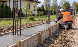 Mały betonowy fundament ogrodzenia