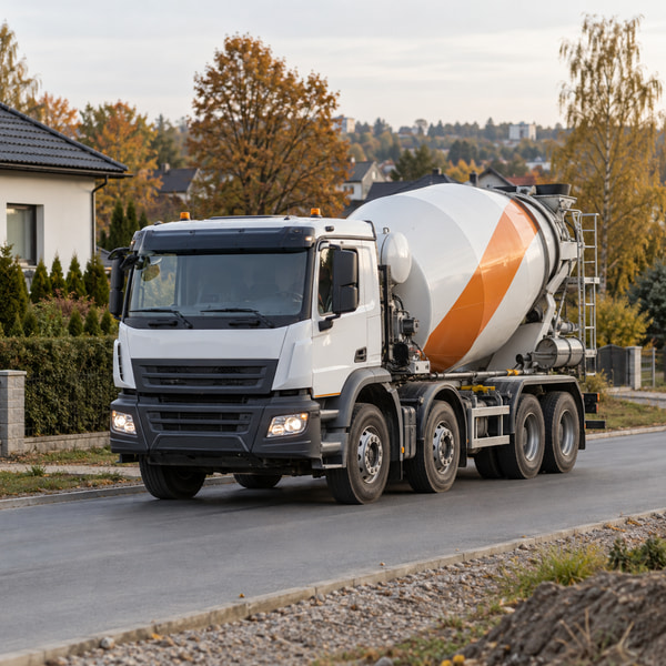 Betonowóz w drodze na budowę